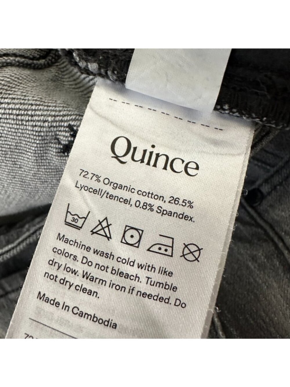 Quince Bella Stretch Straight Leg Relaxed Jeans Women's 27 Stonewashed Gray - Picture 4 of 9